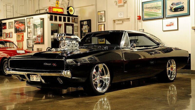 Black Muscle Car — Dramatic, Photograph, Showroom