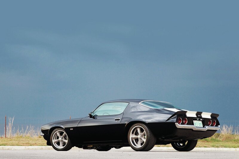 Black Muscle Car — Dramatic, Photograph, Sky, Road