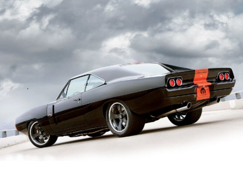 Black Muscle Car — Dramatic, Photograph, Sky