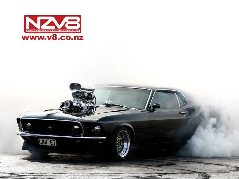 Black Muscle Car — Dramatic, Photograph, Smoke, Engine