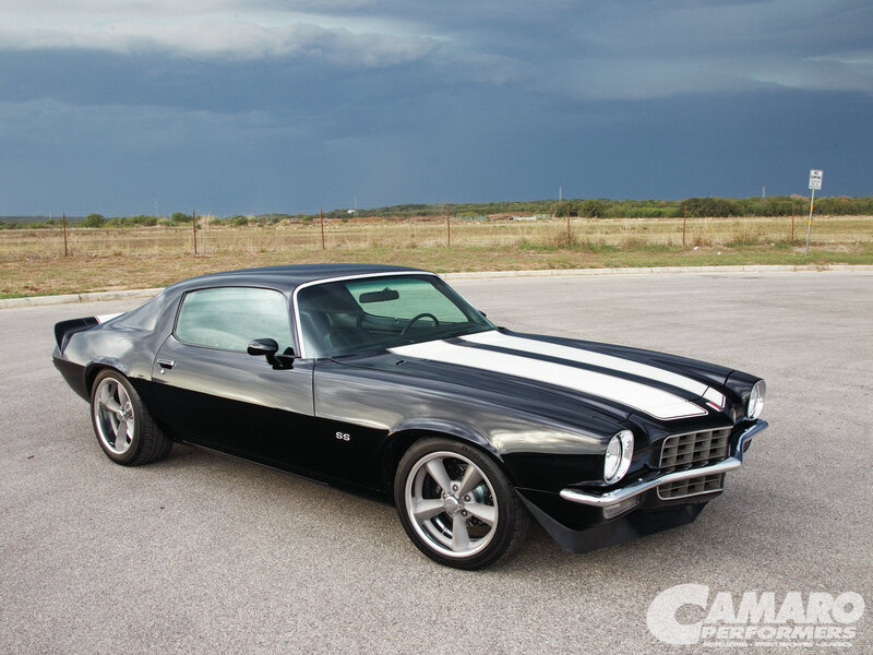Black Muscle Car — Dramatic, Photograph, Stormy Sky