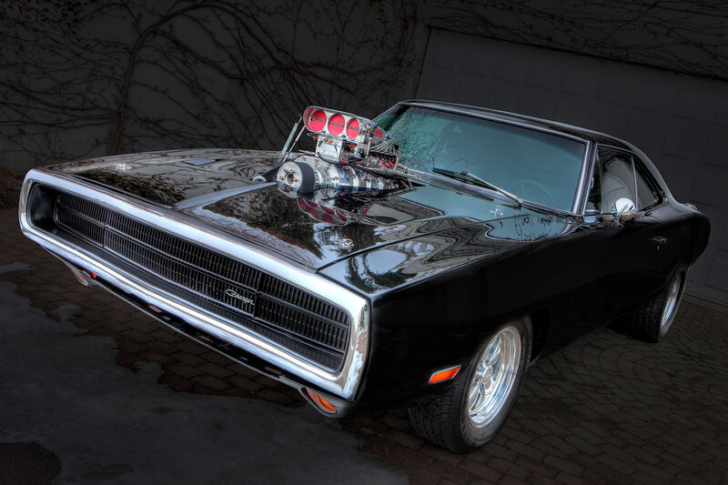 Black Muscle Car — Dramatic, Photograph