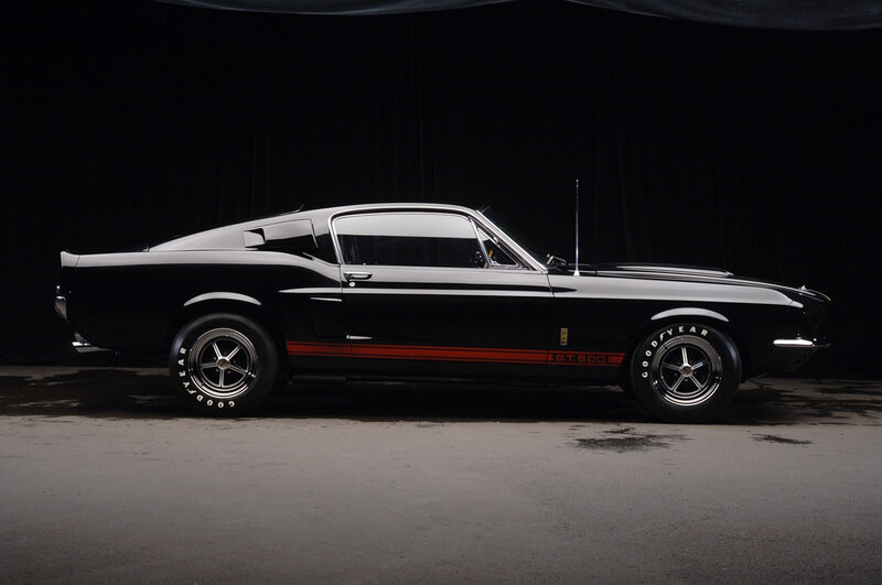 Black Muscle Car — Dramatic, Photograph, Tires, Stripes