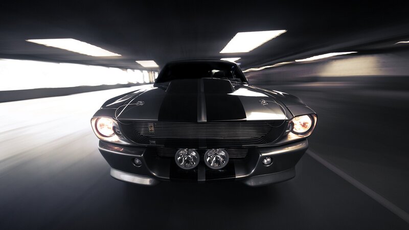 Black Muscle Car — Dramatic, Photograph, Tunnel