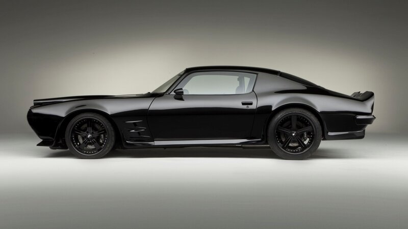 Black Muscle Car — Dramatic, Photograph, Wheels, Studio