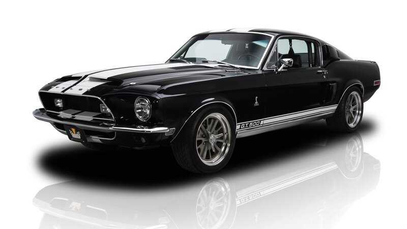 Black Muscle Car — Dramatic, Photograph, White Stripes
