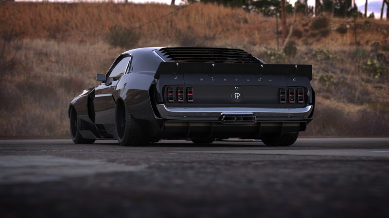 Black Muscle Car — Dramatic, Sunset, 3d Render, Road