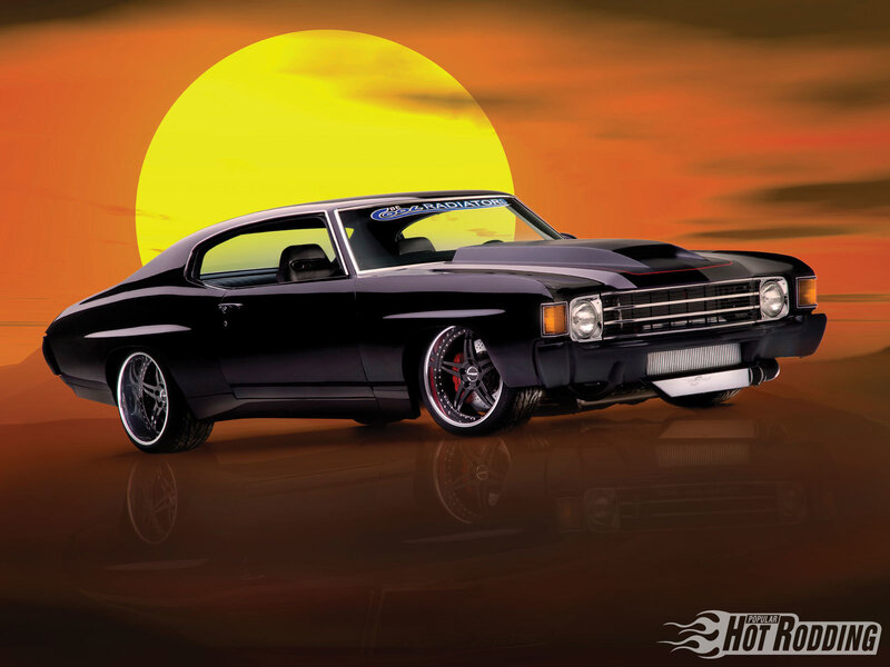 Black Muscle Car — Dramatic, Sunset, Digital Art
