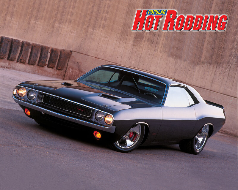 Black Muscle Car — Dramatic, Sunset, Photograph, Concrete Wall, Tires