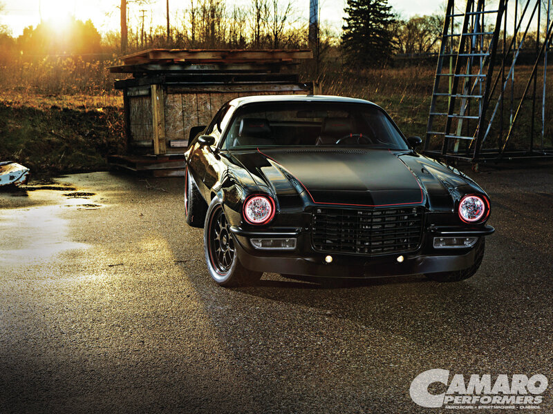 Black Muscle Car — Dramatic, Sunset, Photograph, Ladder