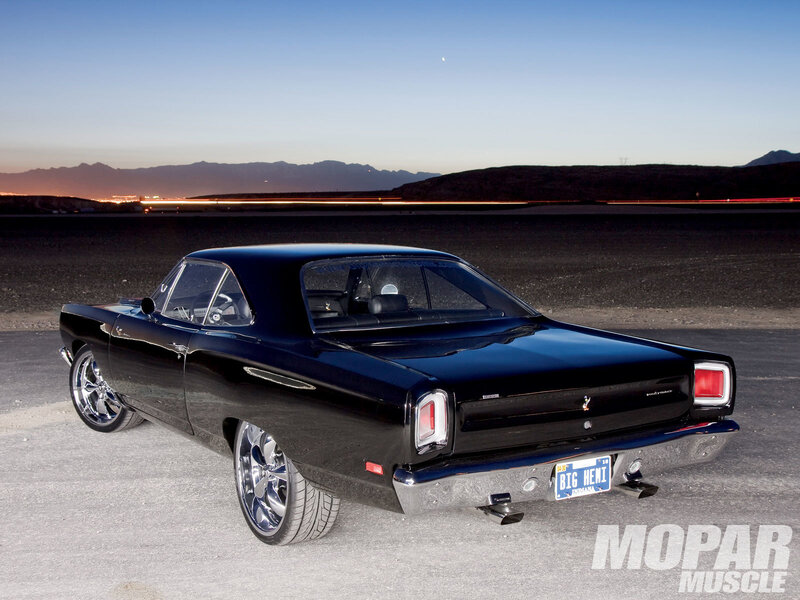 Black Muscle Car — Dramatic, Sunset, Photograph, Mountains