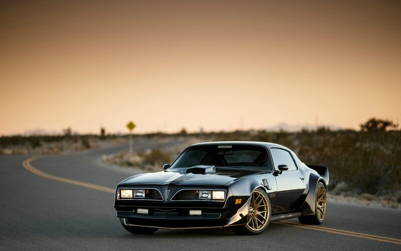 Black Muscle Car — Dramatic, Sunset, Photograph, Road, Desert