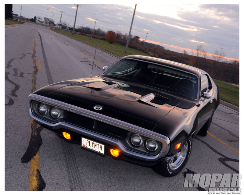 Black Muscle Car — Dramatic, Sunset, Photograph, Road, Sky