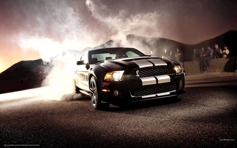 Black Muscle Car — Dramatic, Sunset, Photograph, Smoke, People