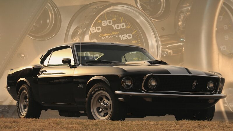 Black Muscle Car — Dramatic, Sunset, Photograph, Speedometer