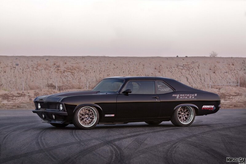 Black Muscle Car — Dramatic, Sunset, Photograph, Tire Tracks