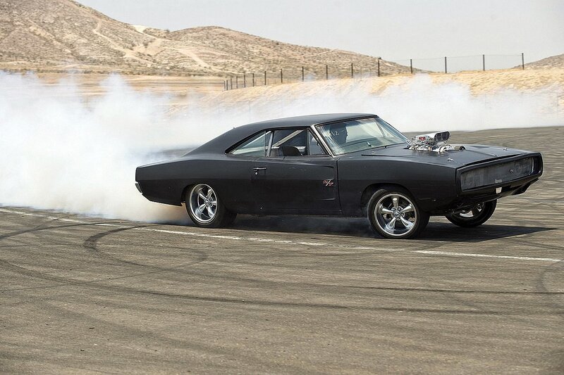 Black Muscle Car Drifting — Dramatic