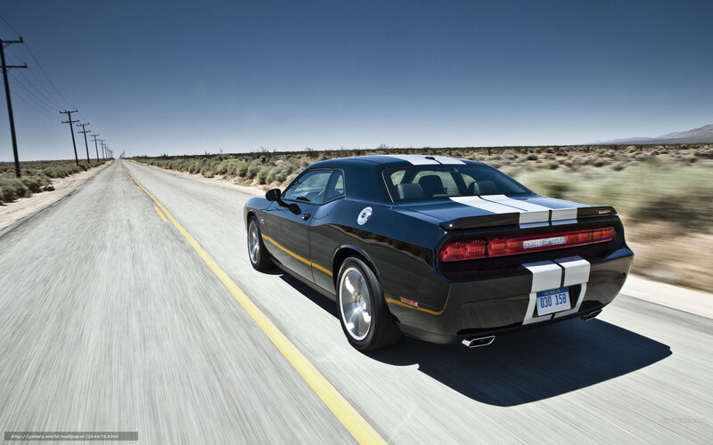 Black Muscle Car — Dynamic, Afternoon, Photograph, Road, Desert, Power Lines