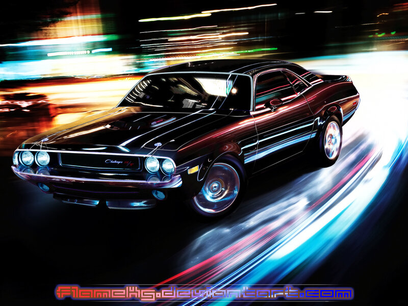 Black Muscle Car — Dynamic, Night