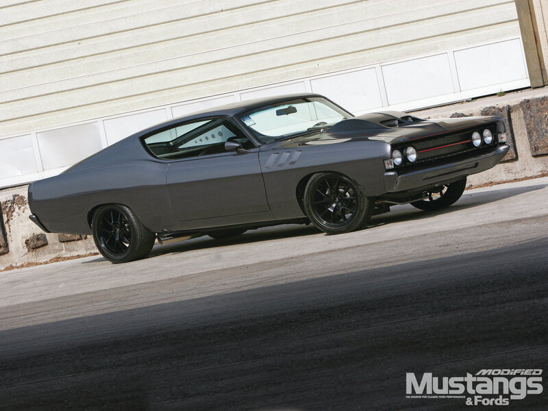 Black Muscle Car — Gray, Dramatic, Afternoon, Photograph, Building