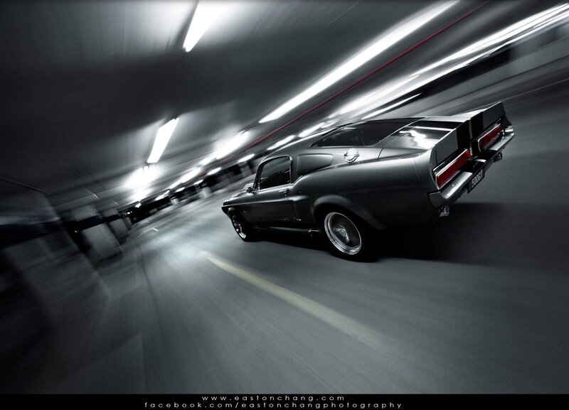 Black Muscle Car — Gray, Dramatic, Photograph