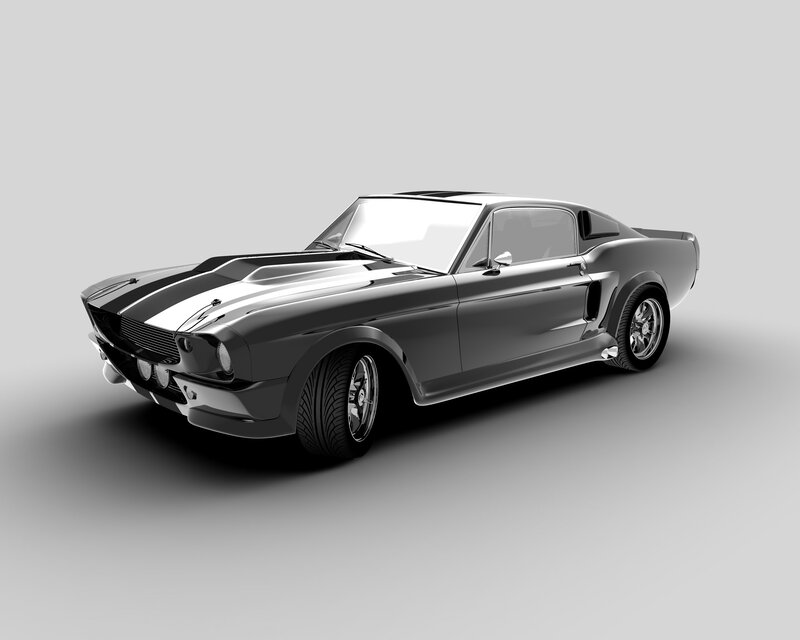 Black Muscle Car — Gray, Neutral