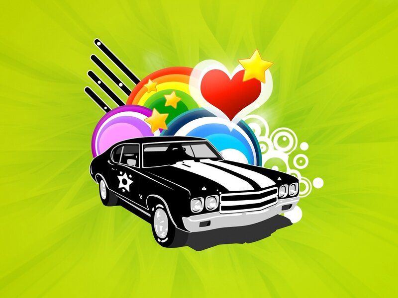 Black Muscle Car — Green
