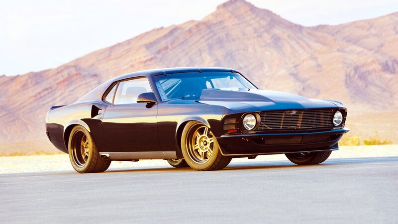 black muscle car in desert