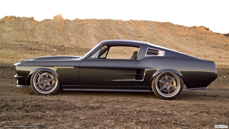 black muscle car in desert