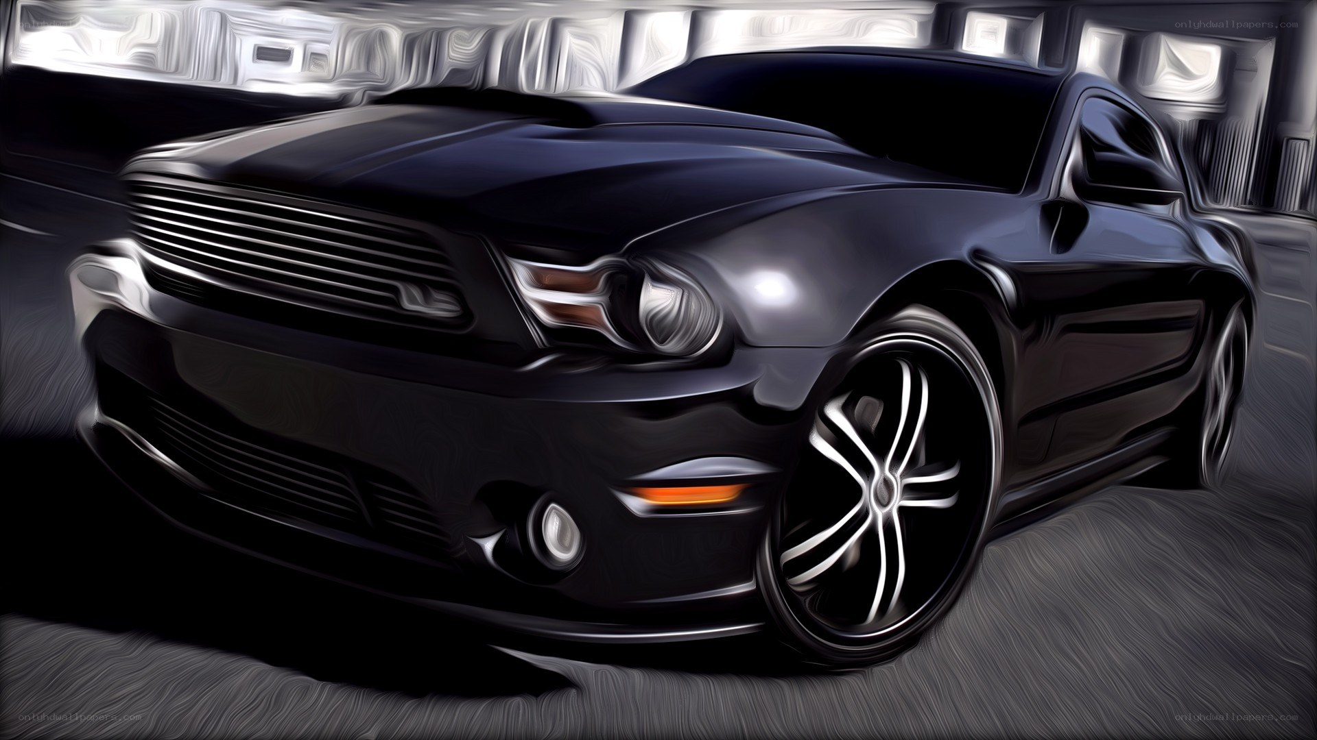 black muscle car in motion