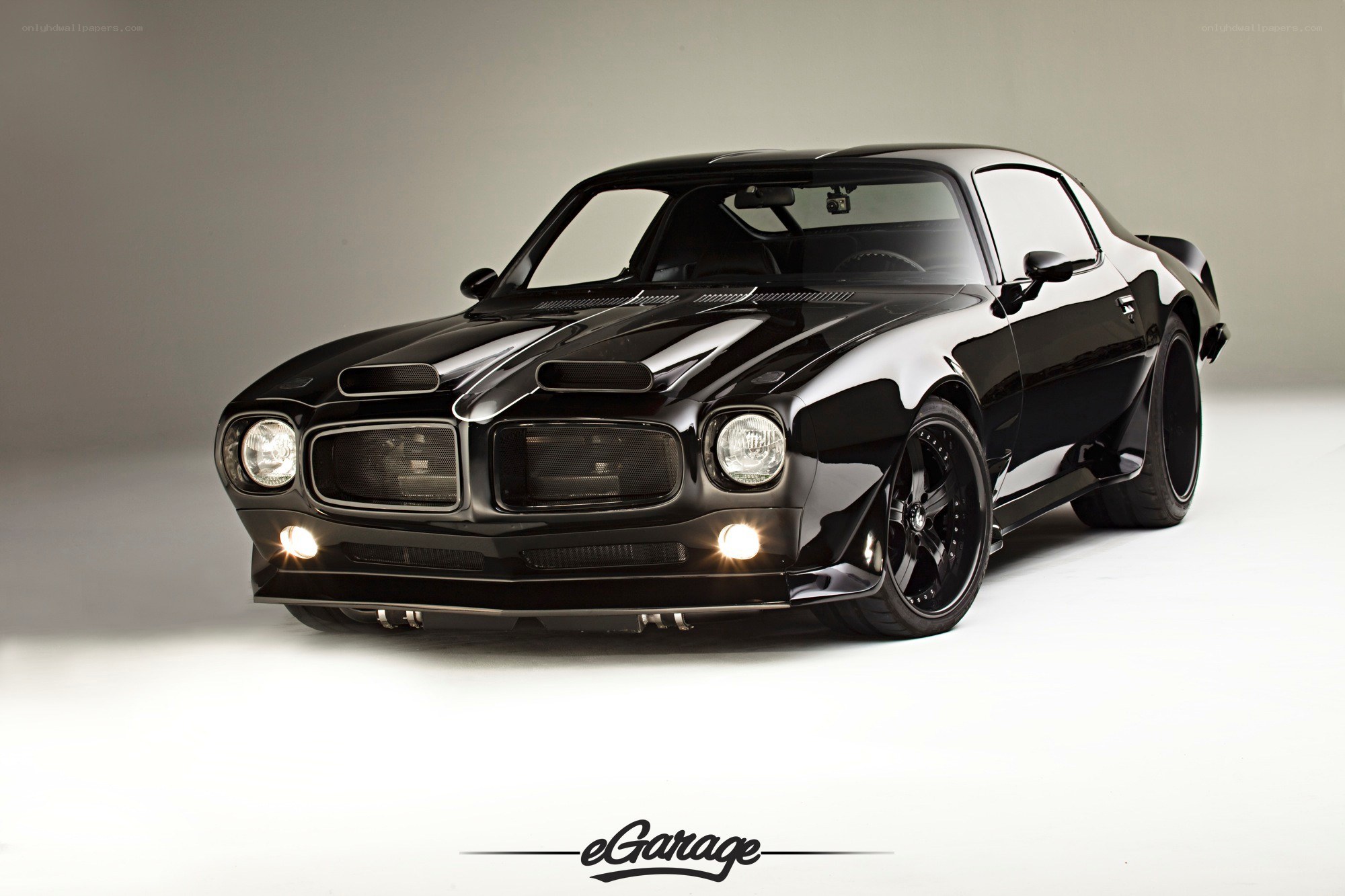 black muscle car in studio