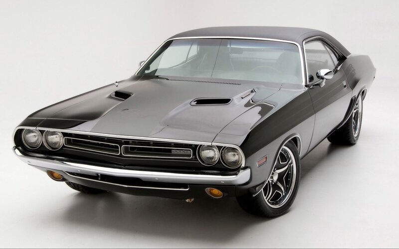 Black Muscle Car — Neutral, Photograph, Hood Scoop
