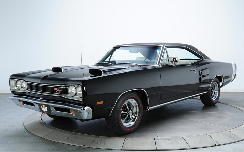 Black Muscle Car — Neutral, Photograph, Rotating Platform, Chrome Wheels