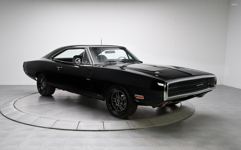 Black Muscle Car — Neutral, Photograph, Turntable