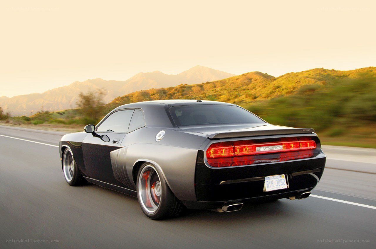 black muscle car on road