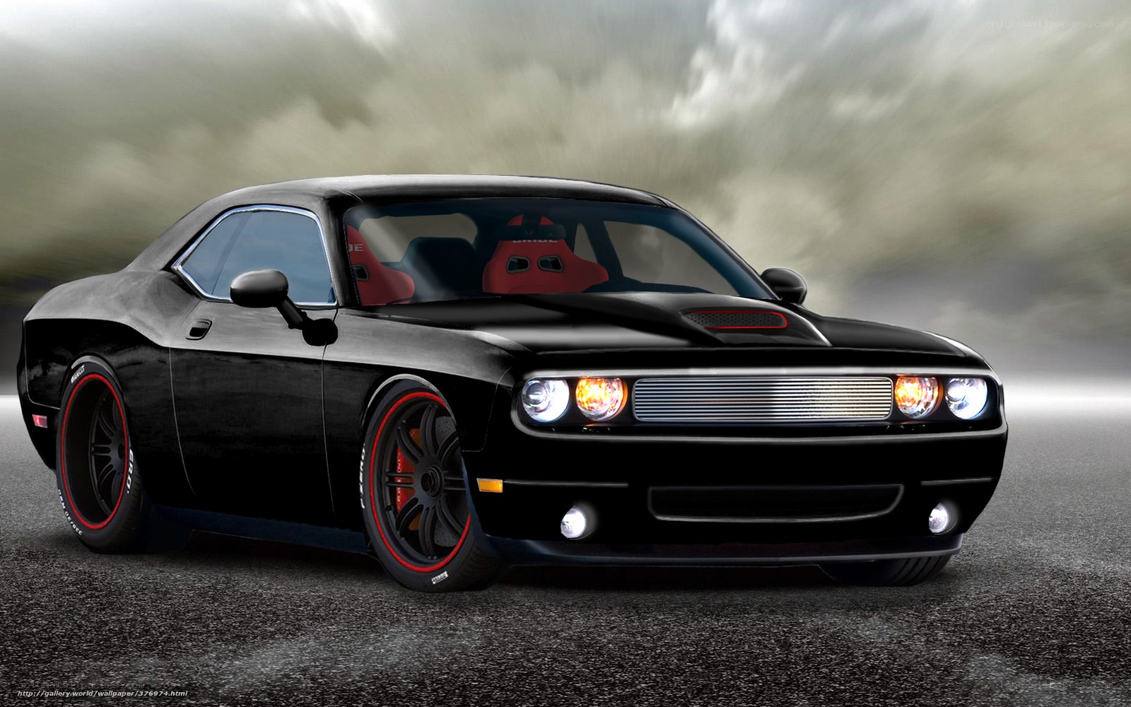 black muscle car on road