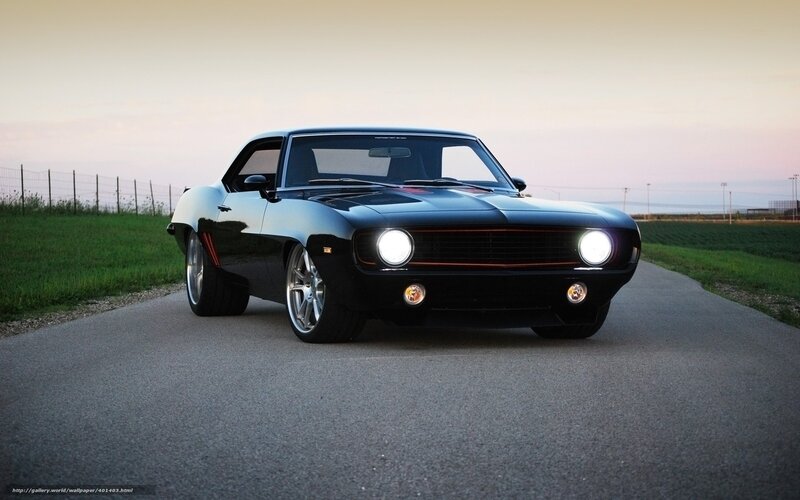 black muscle car on road