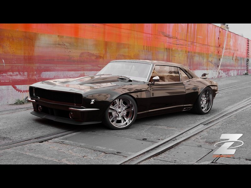 black muscle car on street