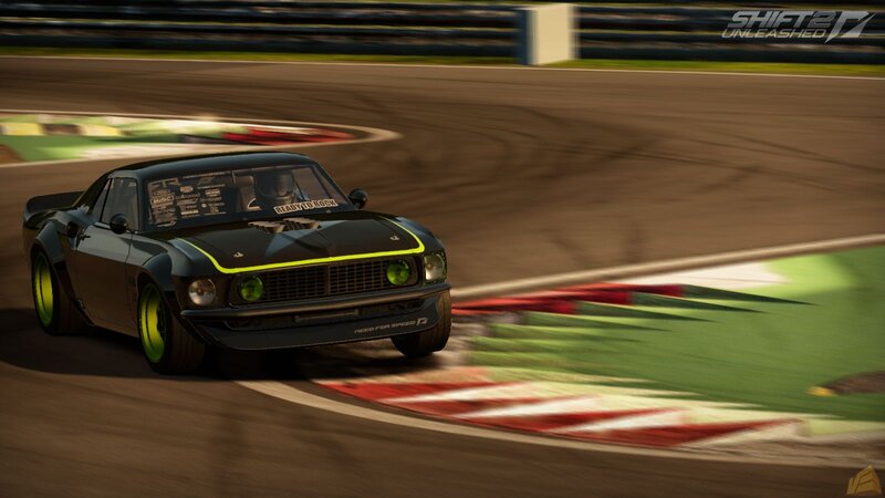 Black Muscle Car on Track — Dynamic, Afternoon, 3d Render