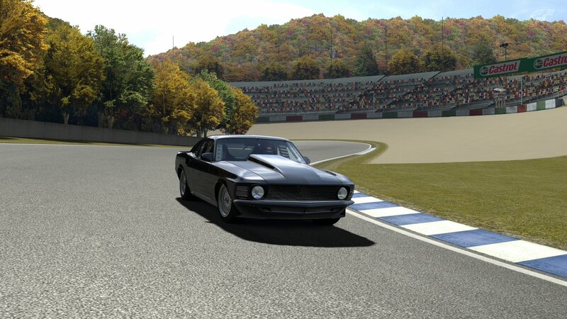 Black Muscle Car on Track — Gray