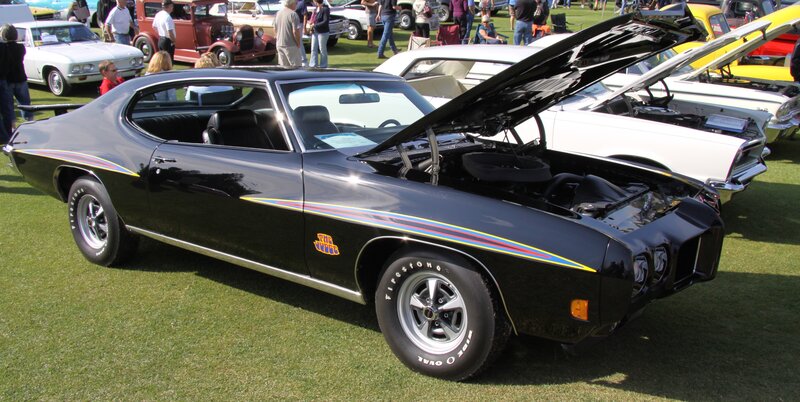 Black Muscle Car — Outdoor, Afternoon, Photograph, Car Show, People