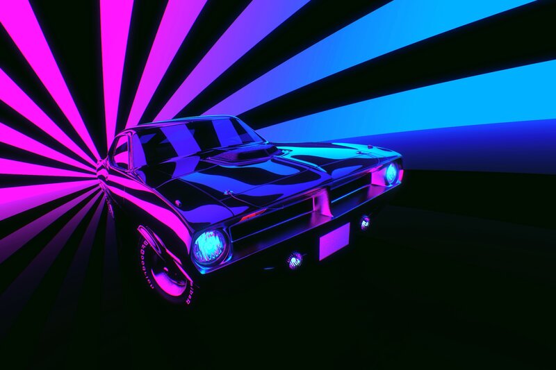 Black Muscle Car — Purple