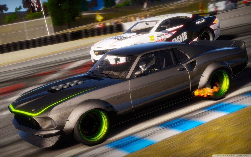Black Muscle Car Racing