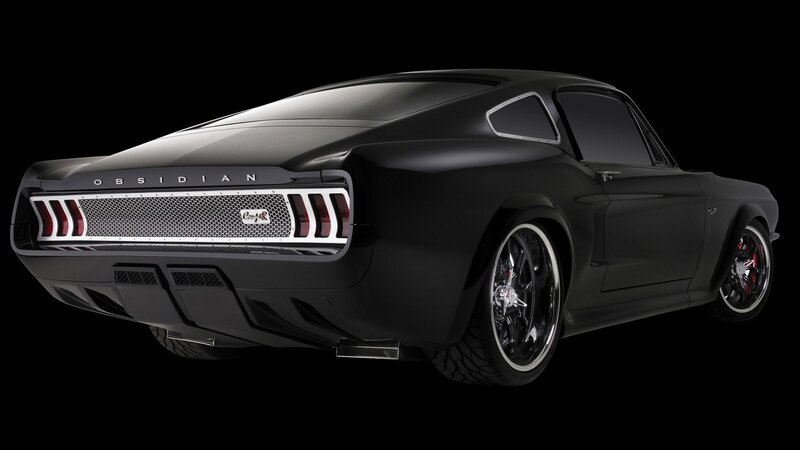 black muscle car rear view