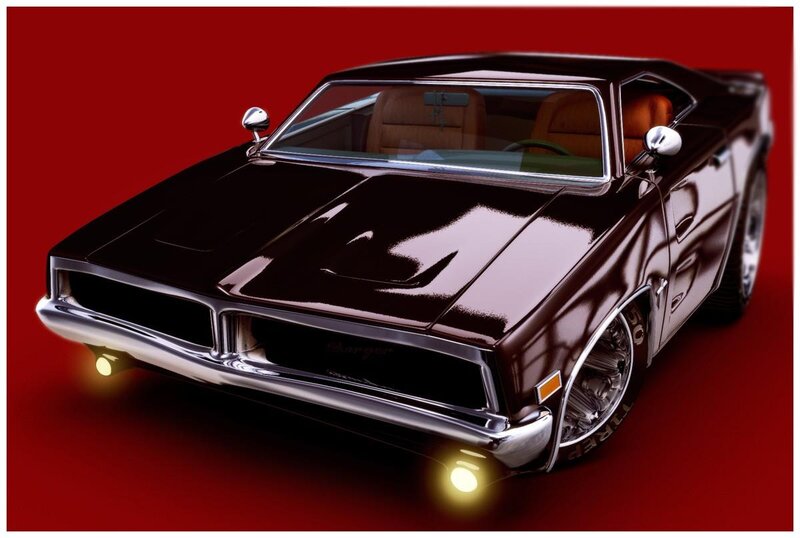Black Muscle Car — Red, Dramatic, 3d Render
