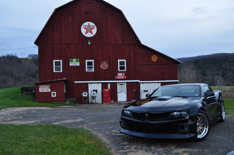 Black Muscle Car — Red, Rural