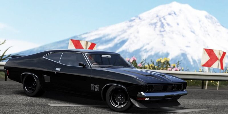 Black Muscle Car — Serene, Afternoon, 3d Render, Mountain