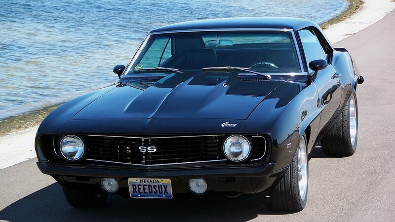 Black Muscle Car — Serene, Afternoon, Photograph, Lake