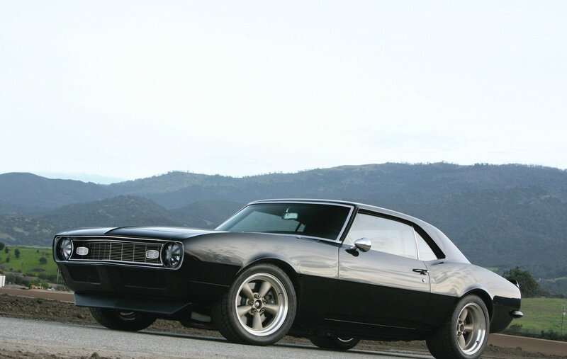 Black Muscle Car — Serene, Afternoon, Photograph, Mountains