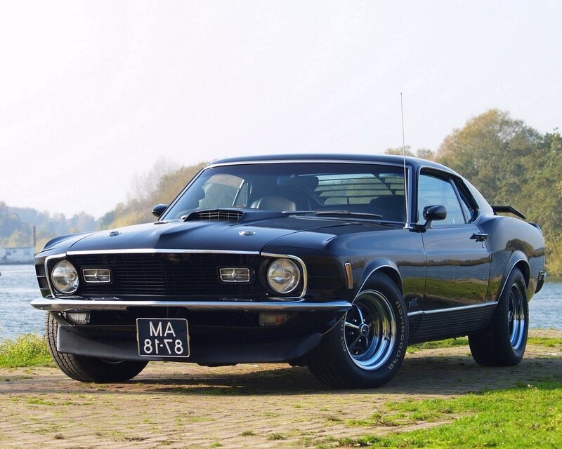 Black Muscle Car — Serene, Afternoon, Photograph, River, Trees